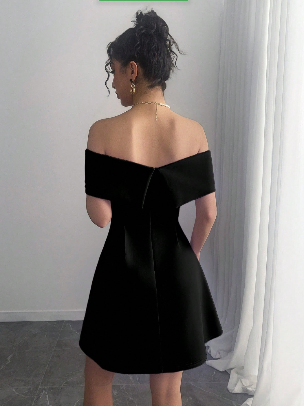 Women Off Shoulder Mini Solid Color Dress - Image 2