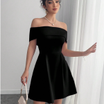 Women Off Shoulder Mini Solid Color Dress