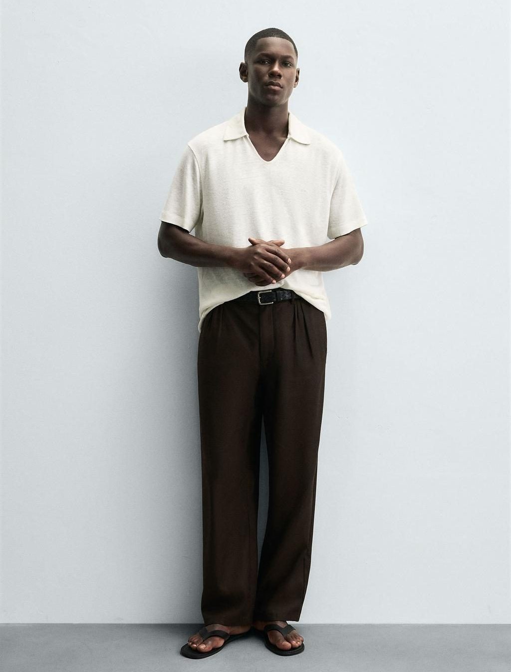 HEMP/VISCOSE KNIT POLO SHIRT