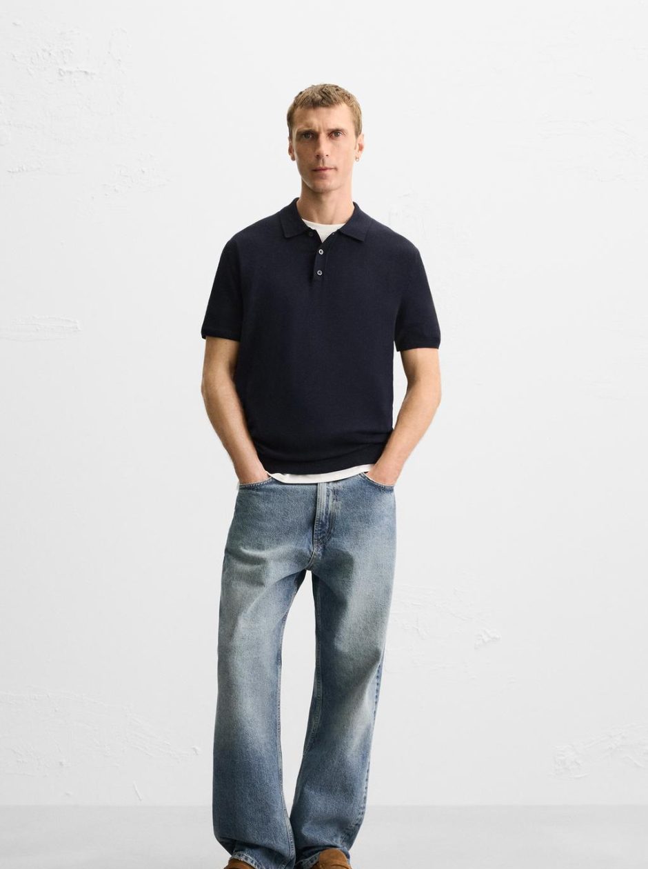 VISCOSE BLEND KNITTED POLO SHIRT