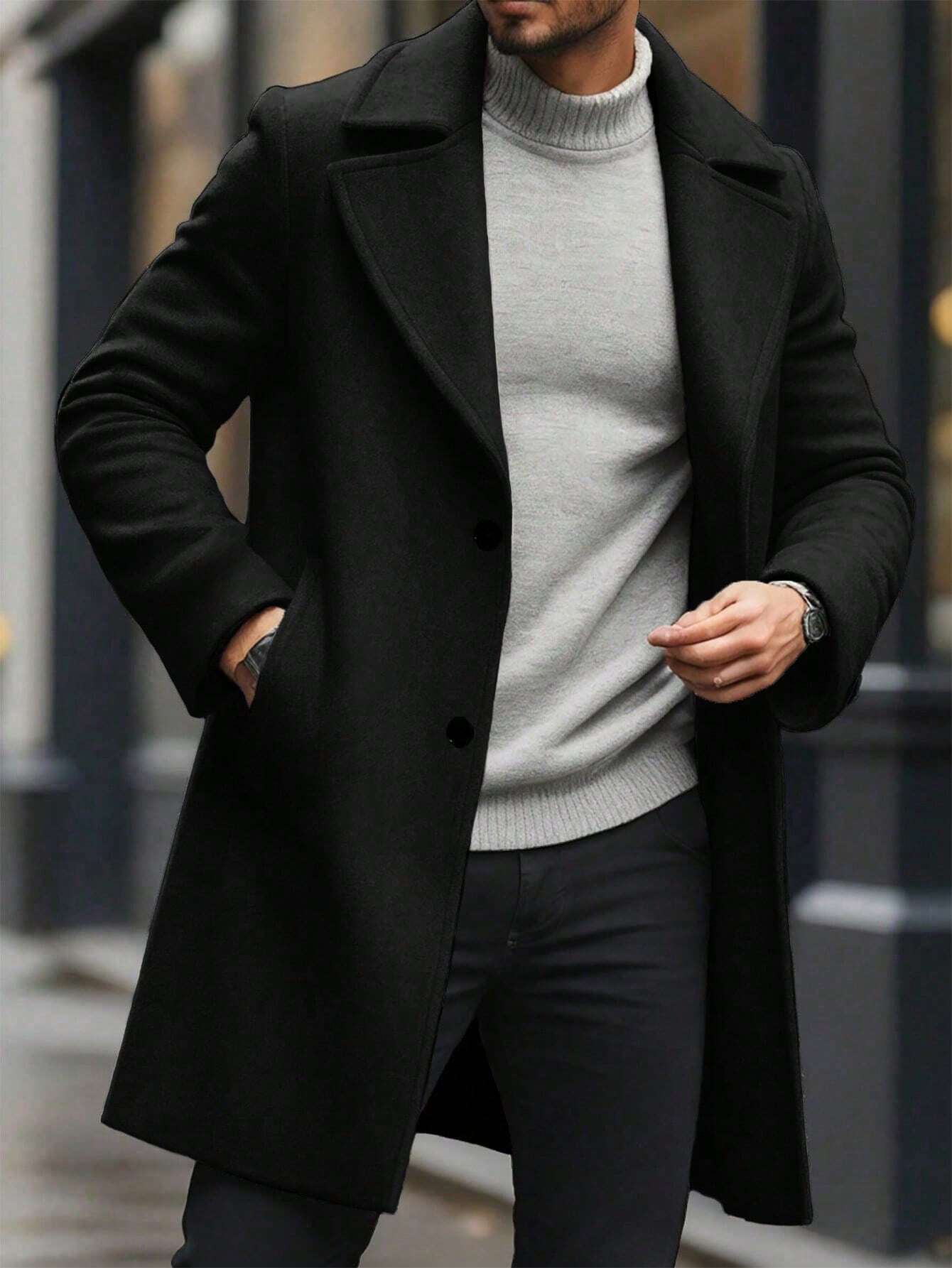 Urban Class Men’s Wool Blend Overcoat