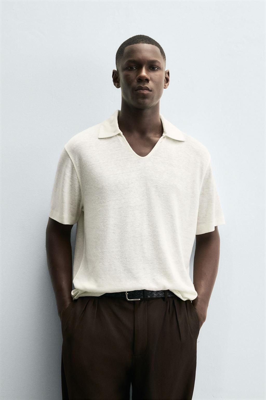 HEMP/VISCOSE KNIT POLO SHIRT - Image 3